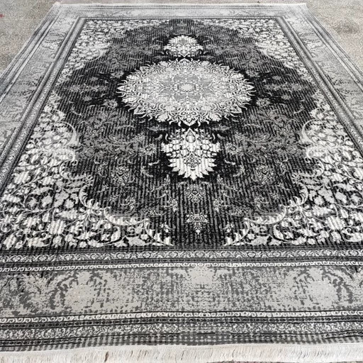 فرش ماشینی 12 متری نقره ای طرح کسری (ارسال رایگان)